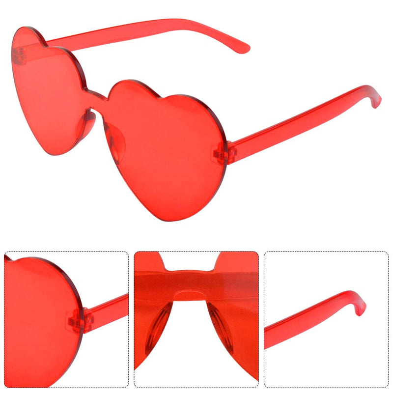 [Australia] - Fengek 6 Pcs Heart Shape Sunglasses Frameless Transparent Glasses Party Favors for Girls, Women, 6 Colors 