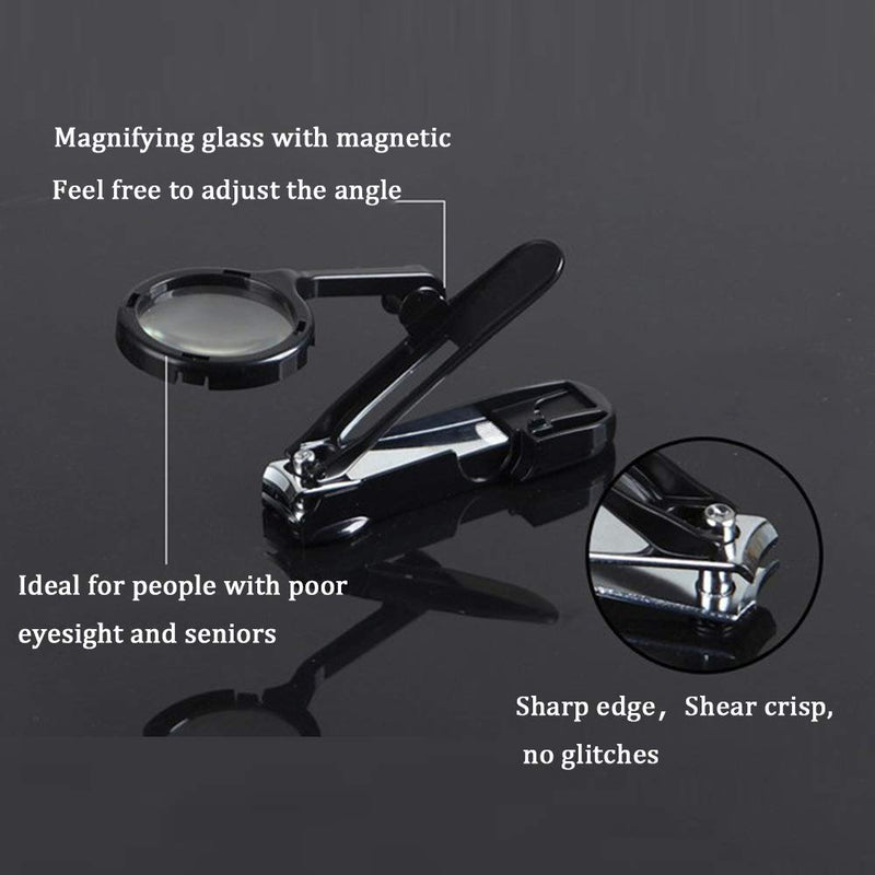 [Australia] - CAREOR Nail Clippers with Magnifying Glass Stainless Steel Fingernails & Toenails Clippers for Elderly，Professional Nail Trimmer Reduce Eye Strain & Easy Grip 