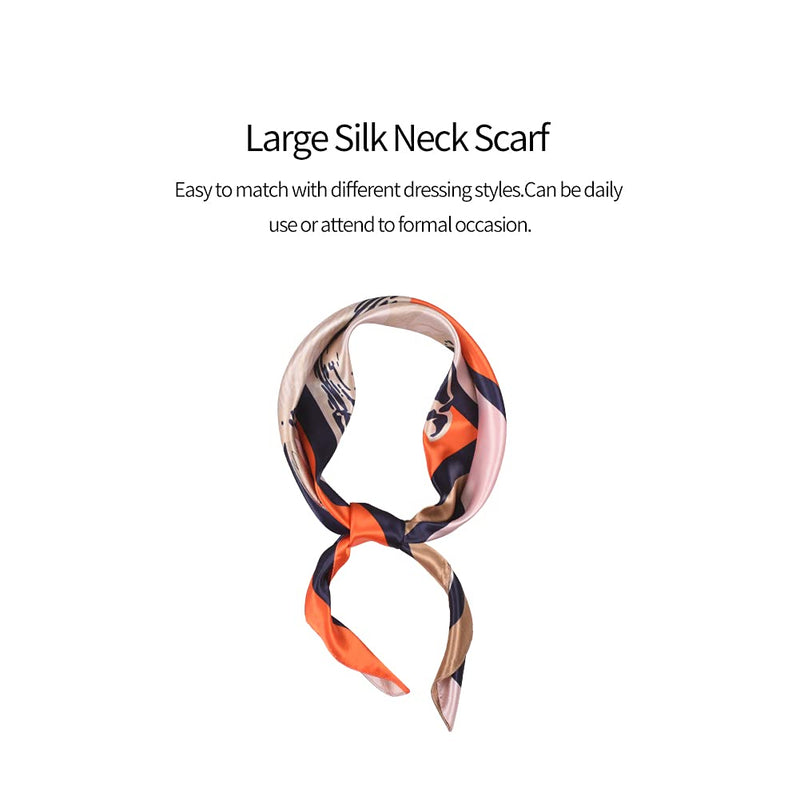 [Australia] - 35" x 35" Large Women Silk Like Scarf Square Satin Headscarf Hair Wrapping Scarves Neck Scarf Hair Bandanas Style-1 