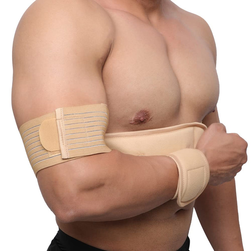 [Australia] - Arm and Shoulder Immobilization Brace - Left or Right - Adjustable Support and Fully Detachable for Customized Fit - Skin Friendly - Unisex (40" - 44", Beige) 40" - 44" 