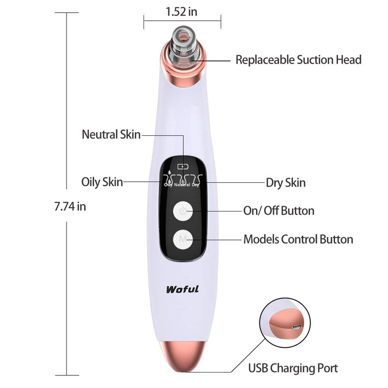 [Australia] - Blackhead Remover Pore Vacuum with 6 Probes, Microdermabrasion Blackhead Extractor Tool (Blackhead Remover) white 