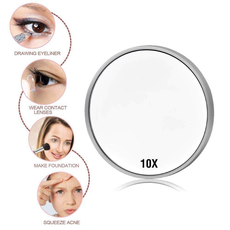 [Australia] - Jacent Dip & Dab 10X Magnification Cosmetic Mirror With Suction Cups, 3.5 Inch Diameter - 1 Pack 1-Pack 