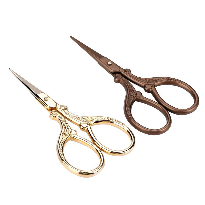 [Australia] - 2Pcs Eyebrow Scissors, Vintage Crane Shaped Stainless Steel Beauty Makeup Scissors for Eyebrows Trim 