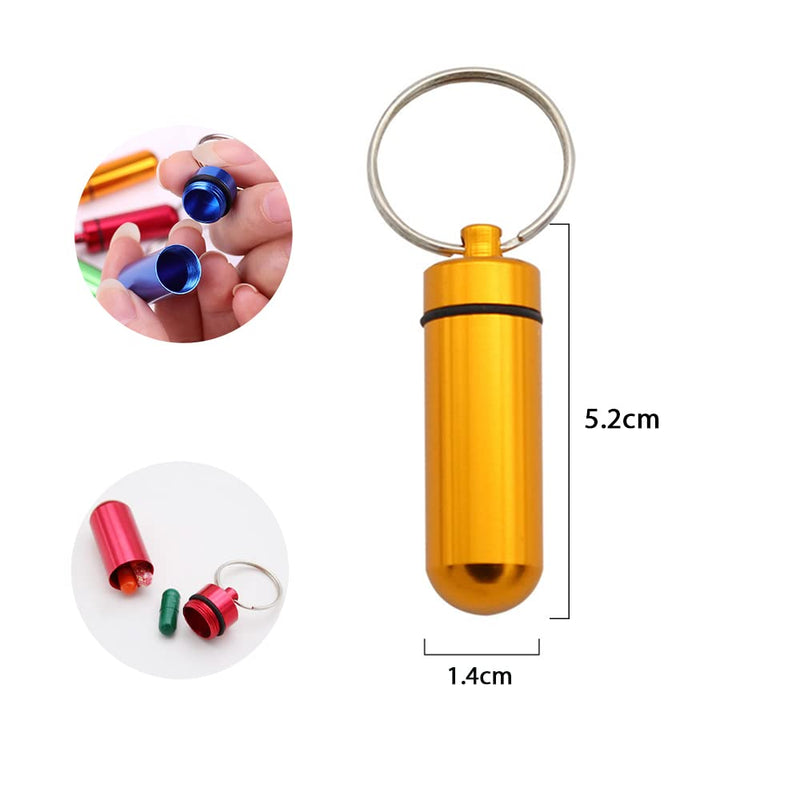 [Australia] - 7 Pcs Portable Mini Pill Boxes Waterproof Aluminum Alloy Pills Bottle 7 Colors in 7 Days Pill Holder Keychain Pill Container 