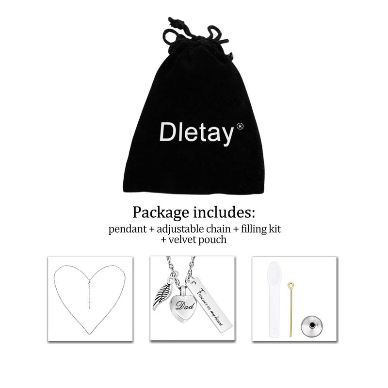 [Australia] - Dletay Urn Necklace for Ashes Cremation Jewelry for Ashes Memorial Ashes Keepsakes Jewelry-Forever in My Heart Dad 