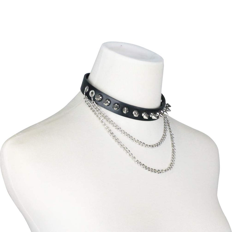 [Australia] - macoking Goth Leather Collar Choker Studded Spike Rivet Black Necklace Punk Bracelet Choker 2 