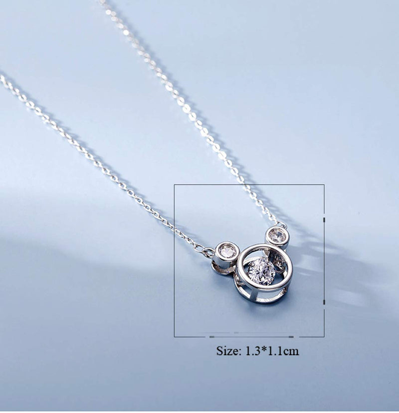 [Australia] - SLUYNZ 925 Sterling Silver Sparkling CZ Mouse Pendant Necklace for Women Teen Girls Lovely Mouse Necklace Birthday Gifts 