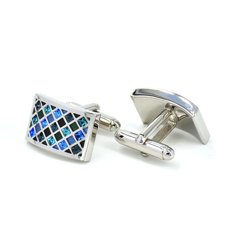 [Australia] - Mr.Van Elegant Swarovski Crystal Cufflinks Blue Glimmering Cuff Links Set Wedding for Him 