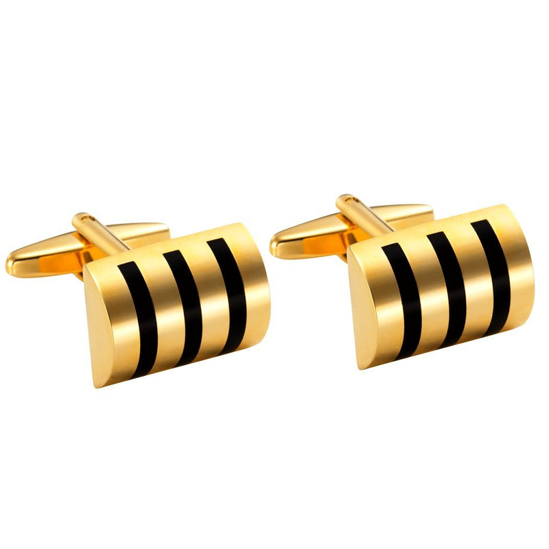 [Australia] - Attractive Stainless Steel Whiskey Barrel Gold Cufflinks for Men 