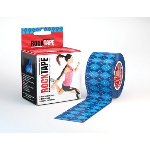 [Australia] - Rocktape Kinesiology Tape Athletes, Water Resistant, Reduce Pain & Injury Recovery, 5cm x 5m, Uncut, Argyle Blue 