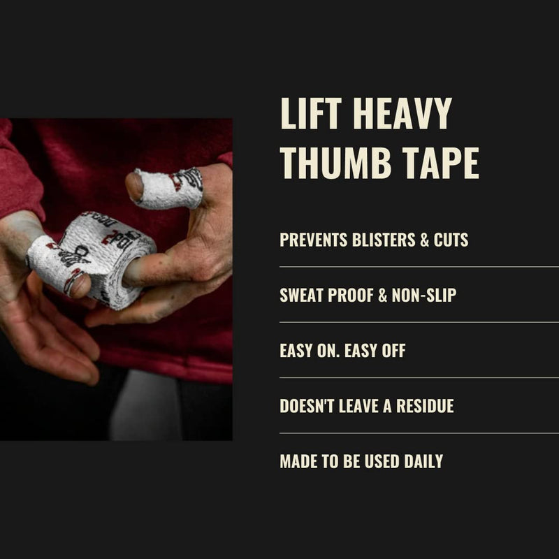 [Australia] - 2POOD Lift Heavy Thumb Tape 3-Pack | Premium Adhesive Tape for Weightlifters | Easy Stretch & Flexible for Non-Slip Lifting (White) White 3 Count (Pack of 1) 