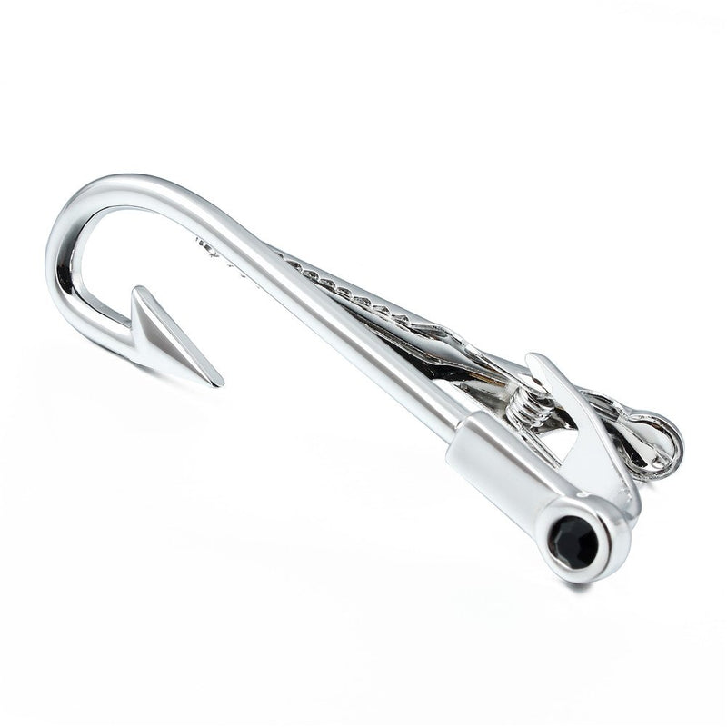 [Australia] - HAWSON Interesting Tie Clip 2.2 Inch Silver Color Mens Necktie Accessory Fishhook 