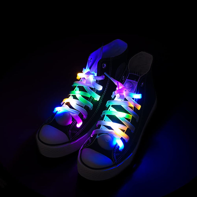 [Australia] - LED Shoelaces Multicolor Light Up Laces 3 Modes Flashing Colorful Shoestrings Battery Powered Nylon 1 Pair 