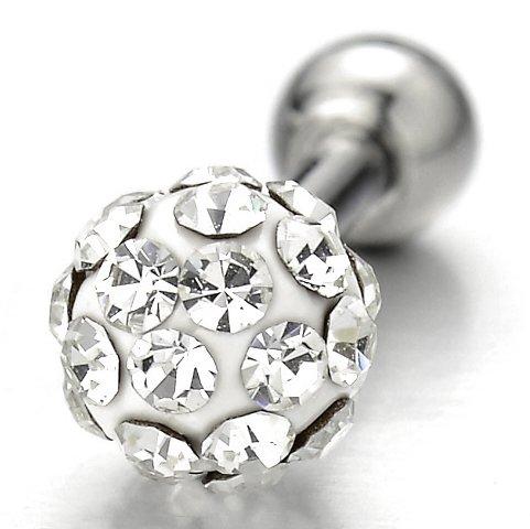[Australia] - Stainless Steel Womens Ball Stud Earrings Screw Back with Cubic Zirconia, 2pcs 