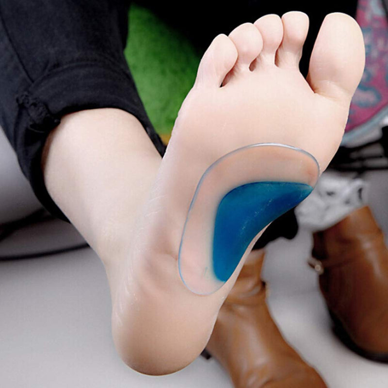 [Australia] - 2 Pairs Gel Arch Support Insoles, Silicone Orthopedic Flat Feet Orthotic Arch Support Insoles Plantar Fasciitis Shoe Arch Support Gel High Heel Inserts Cushion Pads for Women Men (Blue) 2 Pairs 