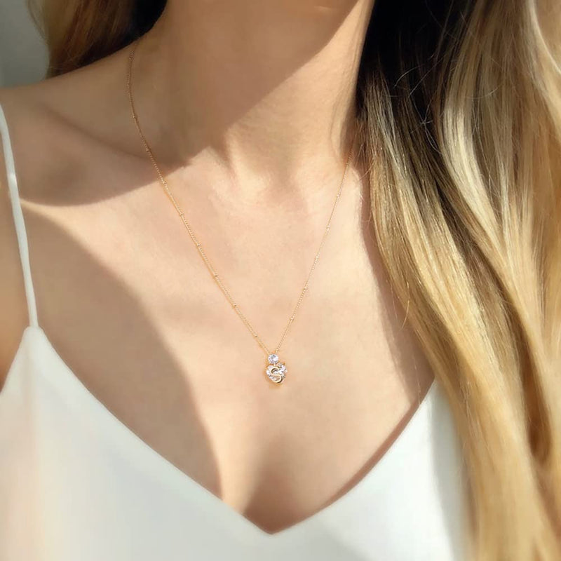 [Australia] - Layered Gold Necklaces for Women, 14K Gold Plated Paperclip Chain Necklace Dainty Layering Necklaces for Women Heart CZ Pendant Letter Initial Necklace Gold Jewelry Gold Necklaces for Women A 