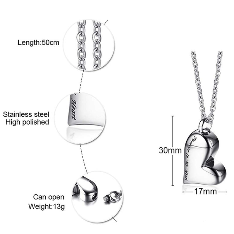 [Australia] - Jude Jewelers Stainless Steel Heart Shaped Loved One Memorial Cremation Ash Urn Pendant Necklace Silver 