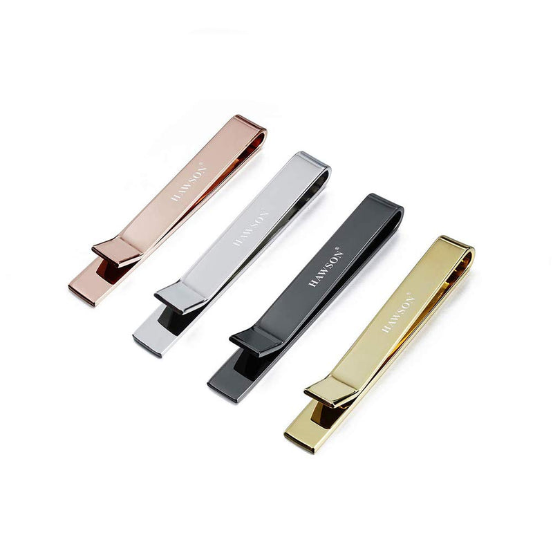 [Australia] - HAWSON 1.5 Inch Tie Clips for Men Initial 4Pcs Tie Bar Personalized Suitable for Wedding Anniversary Business and Daily Life-Best Gifts for Skinny Tie High Polish Square Head-without Letter 