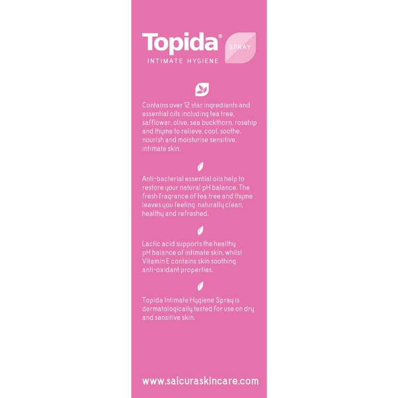 [Australia] - Salcura Natural Skin Therapy, Topida Intimate Hygiene Spray Trio Pack, Vitamin E & Essential Oils Perfect for Anyone Prone to Thrush, Vaginal Discomfort & Irritation Or Soreness 3 x 50ml Trio Pack 