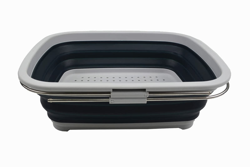 [Australia] - SAMMART 8L Expandable & Collapsible Dish Drainer - Foldable Drying Rack - Portable Dinnerware Organizer - Space Saving (Grey/Slate Grey, 1) Grey/Slate Grey 