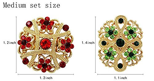 [Australia] - Lot 12pc Multi-Color Rhinestone Crystal Flower Brooches Pins 