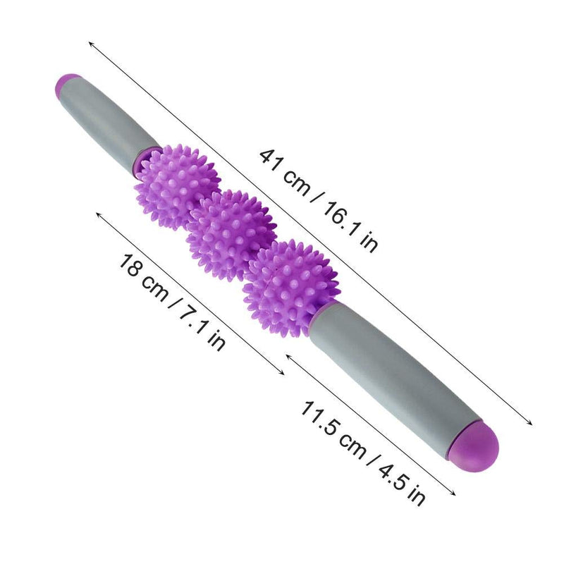[Australia] - Huairdum Yoga Muscle Roller Stick, Cellulite Spiky Ball Back Arms Shoulder Leg Body Massage Tools Deep Tissue With Spiky Balls Waist Relaxation Fitness Exercise Stick #4 