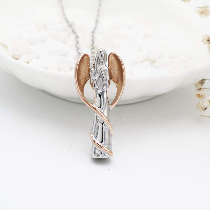 [Australia] - Angel Wing Fairy Cremation Jewelry for Ashes Stainless Steel Hold Loved Ones Ash Keepsake Memorial Urn Necklace Rose Gold 