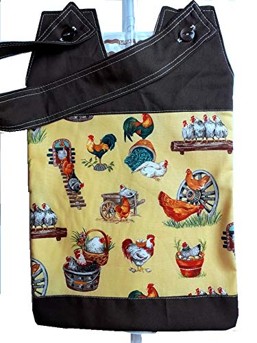 [Australia] - 100% Cotton Catheter Night Bag Holder with Handle. Cover for a Catheter Night Bag. Nutex. Chickens Pattern. 