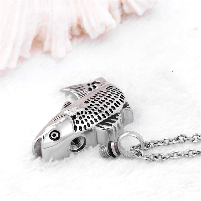 [Australia] - Fish Shape Cremation Jewelry for Ashes Stainless Steel Memorial Urn Necklace for Women Men Keepsake Jewelry Gift 