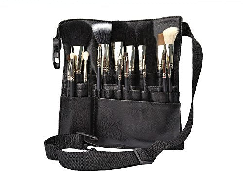 [Australia] - Professional 22 Pockets PU Leather Cosmetic Makeup Brush Bag Case Holder with Belt Strap, Brushes Not Included 