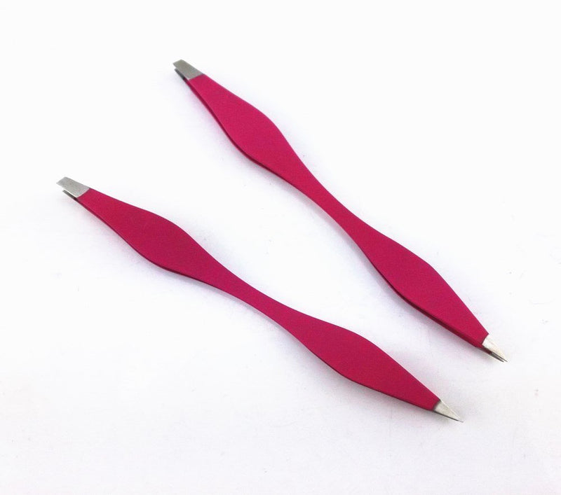 [Australia] - yueton 2pcs Double End Precision Pointed and Slant Tip Tweezers Set for Eyebrow and Ingrown Hair 