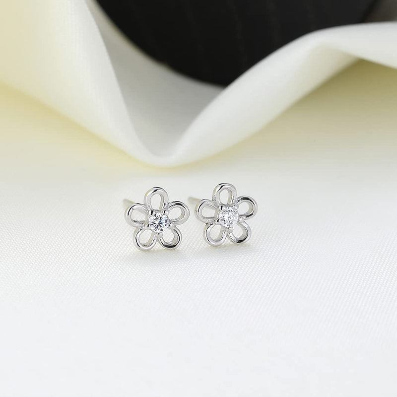 [Australia] - Tiny Flower Studs Earrings Real 925 Sterling Silver Cubic Zirconia Cz Mini Small Lobe Earrings Studs Women Gold Plated 