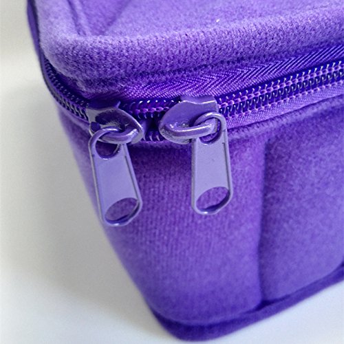 [Australia] - Weljoy 13 Bottle Essential Oil Carrying Case for 100ml, 30ml Bottles Storage Travel Bag with Adjustable Spacing for Roller and Dropper Bottles, Lipstick (Purple) Purple 