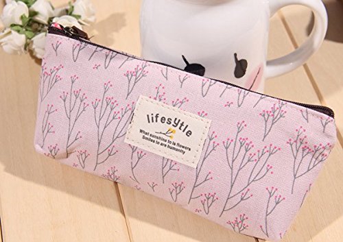 [Australia] - Onwon 4 Pieces Makeup Bag/Travel Cosmetic Pouch Handbag Canvas Countryside Flower Floral Printing Pencil&Pen Cases 