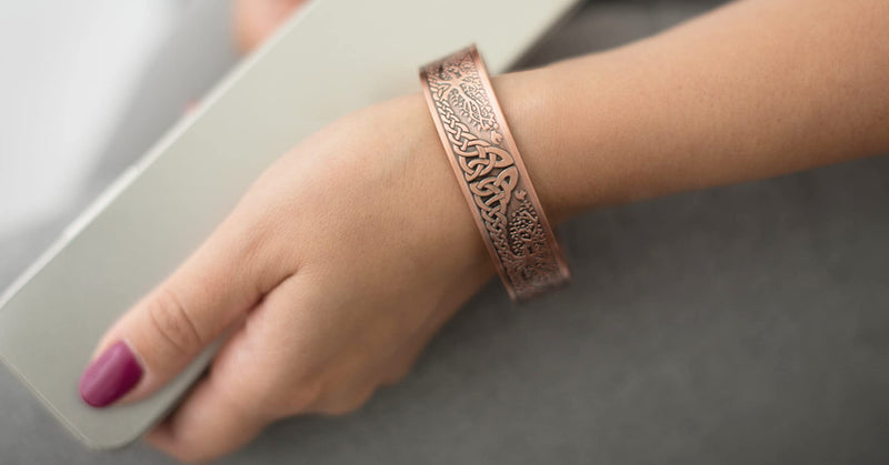 [Australia] - Vicmag Copper Magnetic Bracelet for Men 3500 Gauss Magnets 100% Solid Pure Copper Jewelry Cuff Bangles Gift (1pc 9 Magnets Tree) 1pc 9 Magnets Tree 