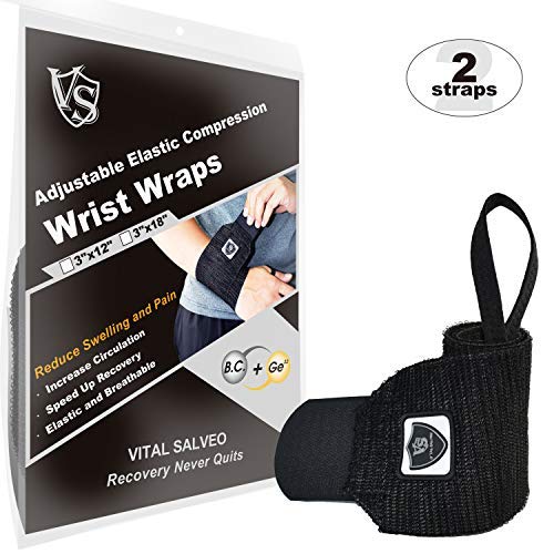 [Australia] - Vital Salveo- Adjustable Compression both hands design Wrist Straps/Wraps Bandage, Wrist Brace Support, Elastic Breathable for Wrist Sprain, Tendonitis, Tennis, Sports Men, Women (Pair) /3"* 18" Wrist 3"*18"(Pair) 