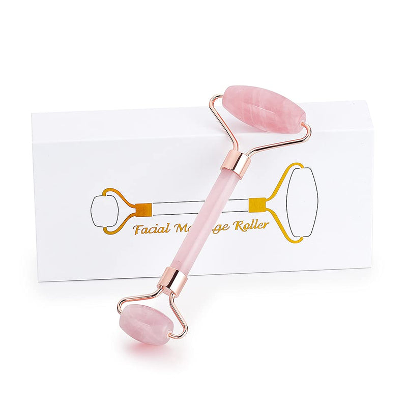 [Australia] - ASTOFLI Face Roller Facial Massager for Skin Care, Anti Ageing 100% Natural Rose Quartz Jade Roller for Face Care, Slimming Face Massage Tool Skin Roller. Pink 