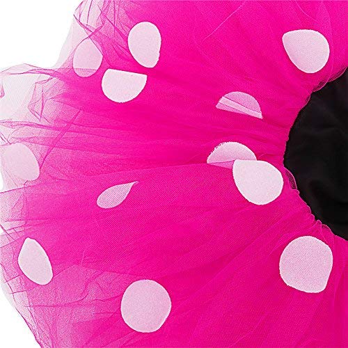 [Australia] - Toddler Baby Girls' Polka Dots Tutu Mouse Dresses Fancy Dance Costume Cosplay Party Dress up with Ears Headband Hot Pink+black(big Dots) 12-18 Months 