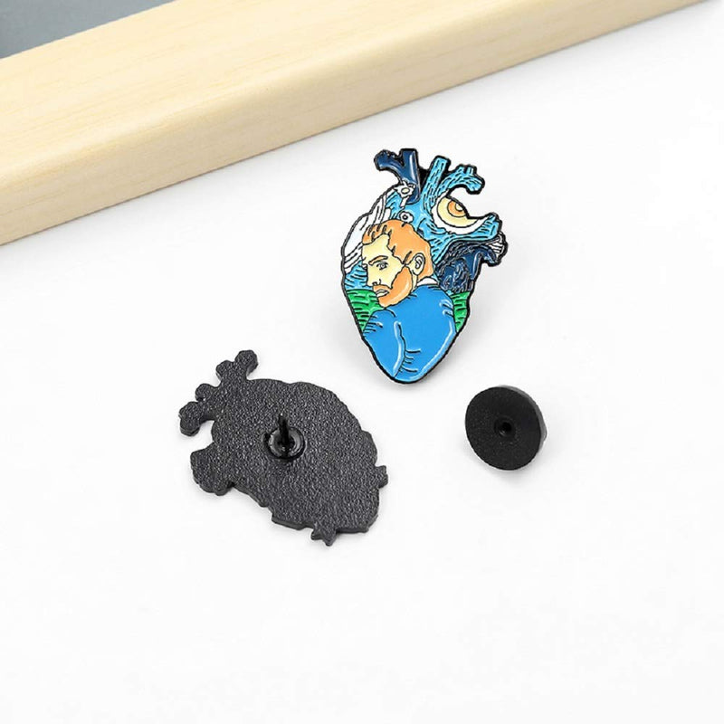 [Australia] - Gillna Aesthetic Art Enamel Pin Vincent Van Gogh Starry Night Lapel Pin Brooch Badges for Collar Backpack Cap Hat Shirt 