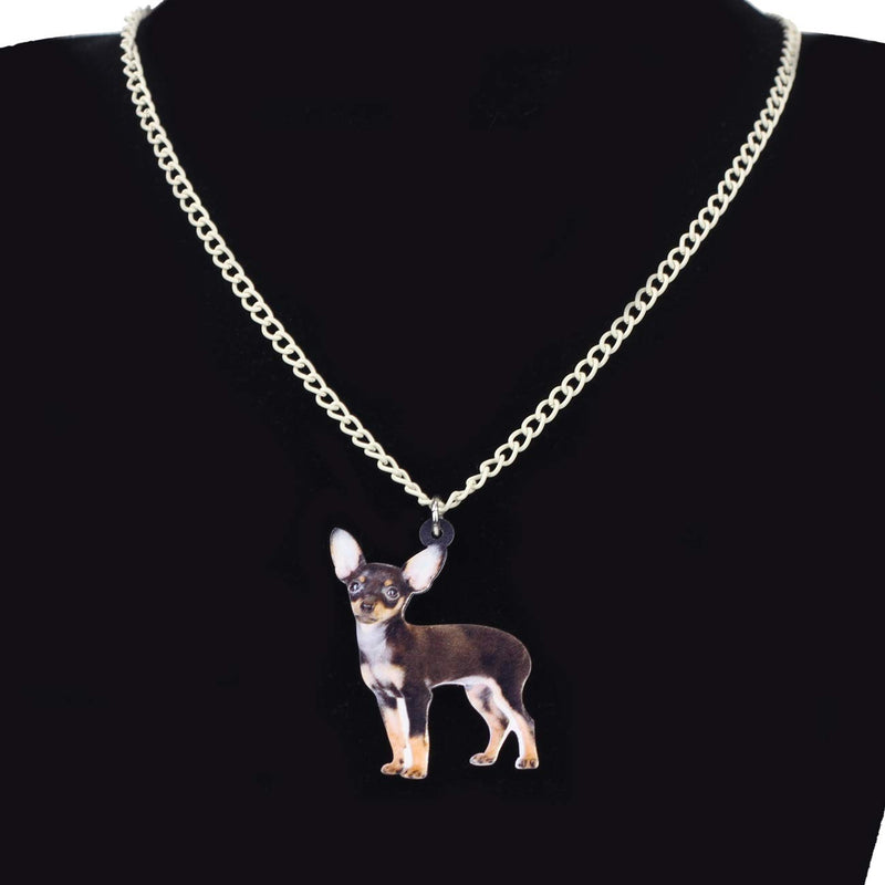 [Australia] - NEWEI Acrylic Sweet Chihuahua Dog Puppy Necklace Chain Pendant Collar Fashion Animal Pet Jewelry for Women Gifts Charm Black 