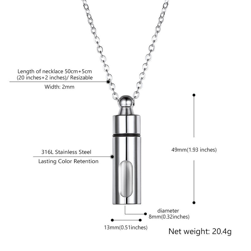 [Australia] - PROSTEEL Message in a Bottle Necklace,Glass Cremation Jewelry Urn Necklace Memorial-Ashes Holder Keepsake stainless-steel 