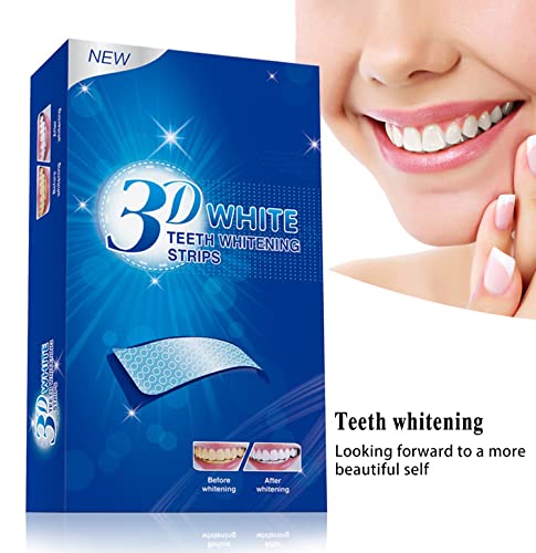 [Australia] - 5D Teeth Whitening Strips 28 Strong Strips with Peroxide Free Gel, Remove Dental Stains Plaque & Scale, Whiten Yellow Teeth Two Weeks Whitening Treatment 