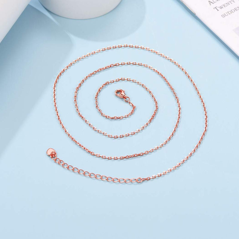 [Australia] - 925 Sterling Silver 18K Gold Platinum Rose Gold Plated Rolo/Box Cable/Melon Chain for Women Girls, Slim Chain with Lobster Clasp 1 mm/1.5 mm/1.6 mm/2mm/3mm, 16" 18" 20" 22" 24" 26" 22.0 Inches 1 (a). cable chain-rose gold plated silver (1.5mm) 