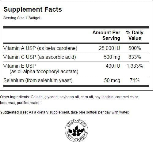 [Australia] - Swanson Vitamins A C E & Selenium (ACES) - Promotes Cellular Health & Immune Support - Supports Natural Defensive Nourishment - (60 Softgels) 1 