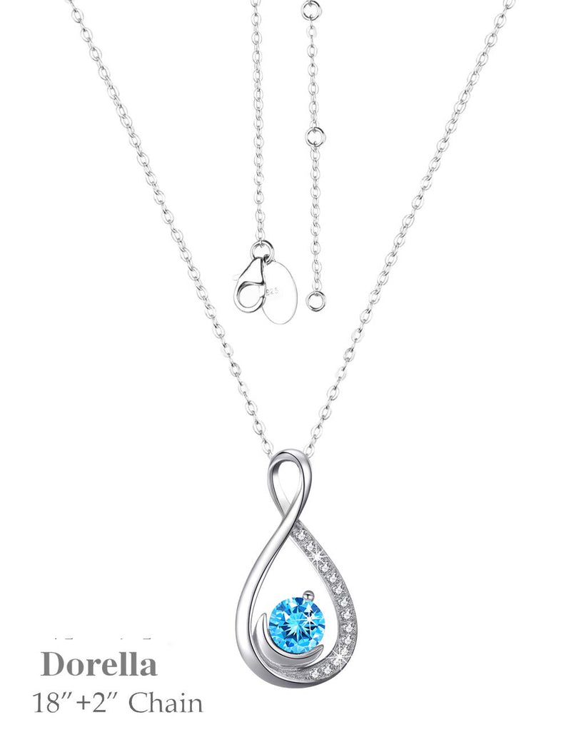 [Australia] - Blue Aquamarine Jewelry for Women Teen Girls Birthday Gifts Endless Love Necklace for Mom Wife Sterling Silver Love Infinity Jewelry Endless Love Infinity Blue Aquamarine Jewelry 