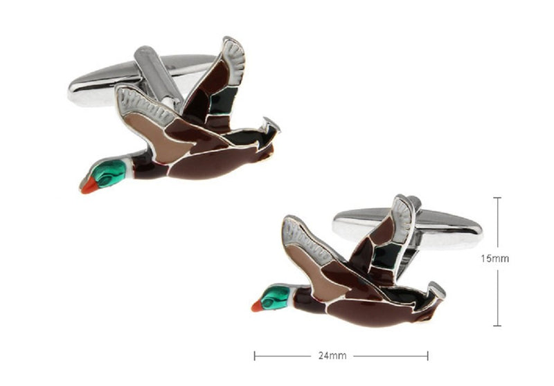 [Australia] - MRCUFF Duck Flying Pair Cufflinks in a Presentation Gift Box & Polishing Cloth 