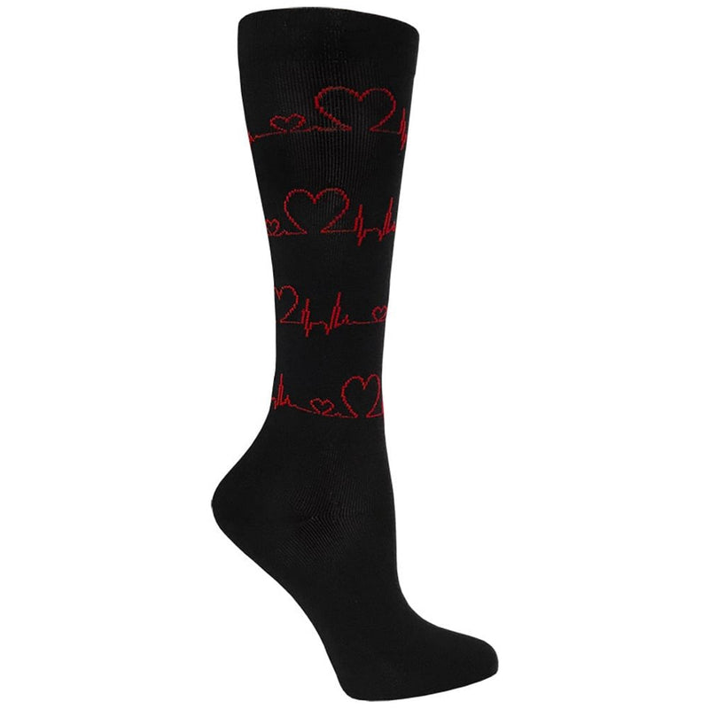 [Australia] - Prestige Medical Premium Compression Socks, Ekg with Hearts, 12 Inch, 2 Count 