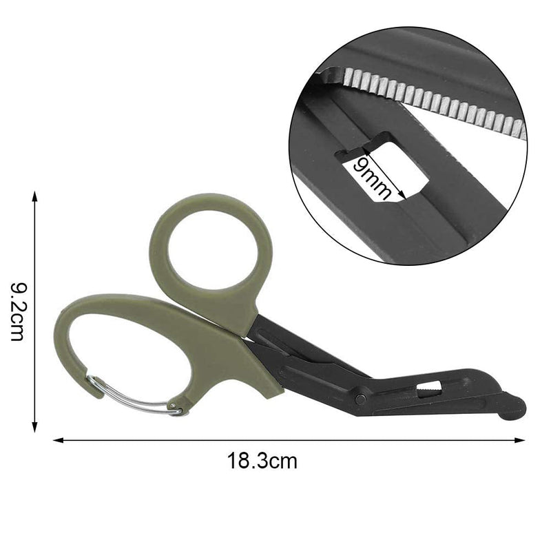 [Australia] - Scissors, EMT and Trauma Shears, Titanium Bandage Shears 7.2'' Bent Stealth Black for Nurses, Students, Emergency Room (Green) Green 