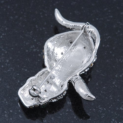 [Australia] - Avalaya Christmas Crystal 'Snowman' Brooch in Rhodium Plating - 48mm Length 