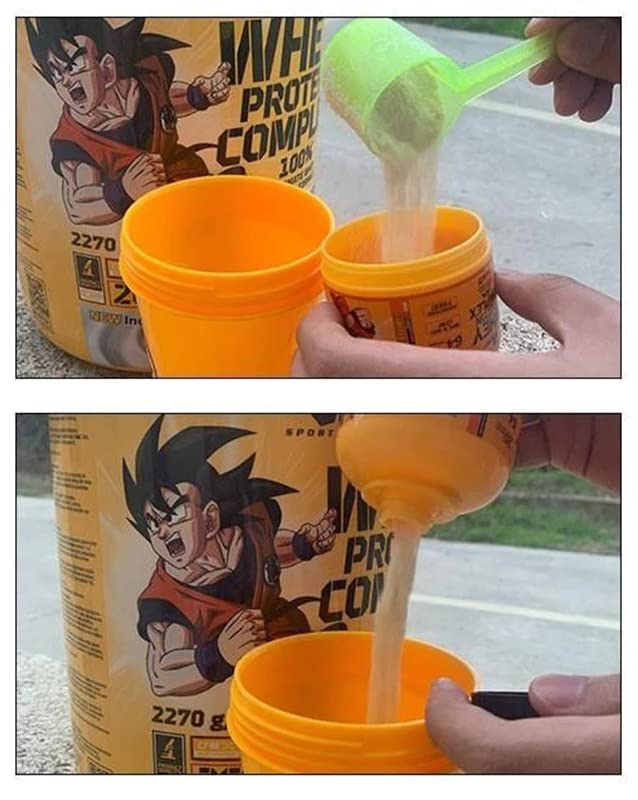 [Australia] - Omana Protein Powder Container Funnel, Portable Supplement Powder Storage with Keychain for Travel Gym Workout Fitness, 200 ml, 60g, Yellow 
